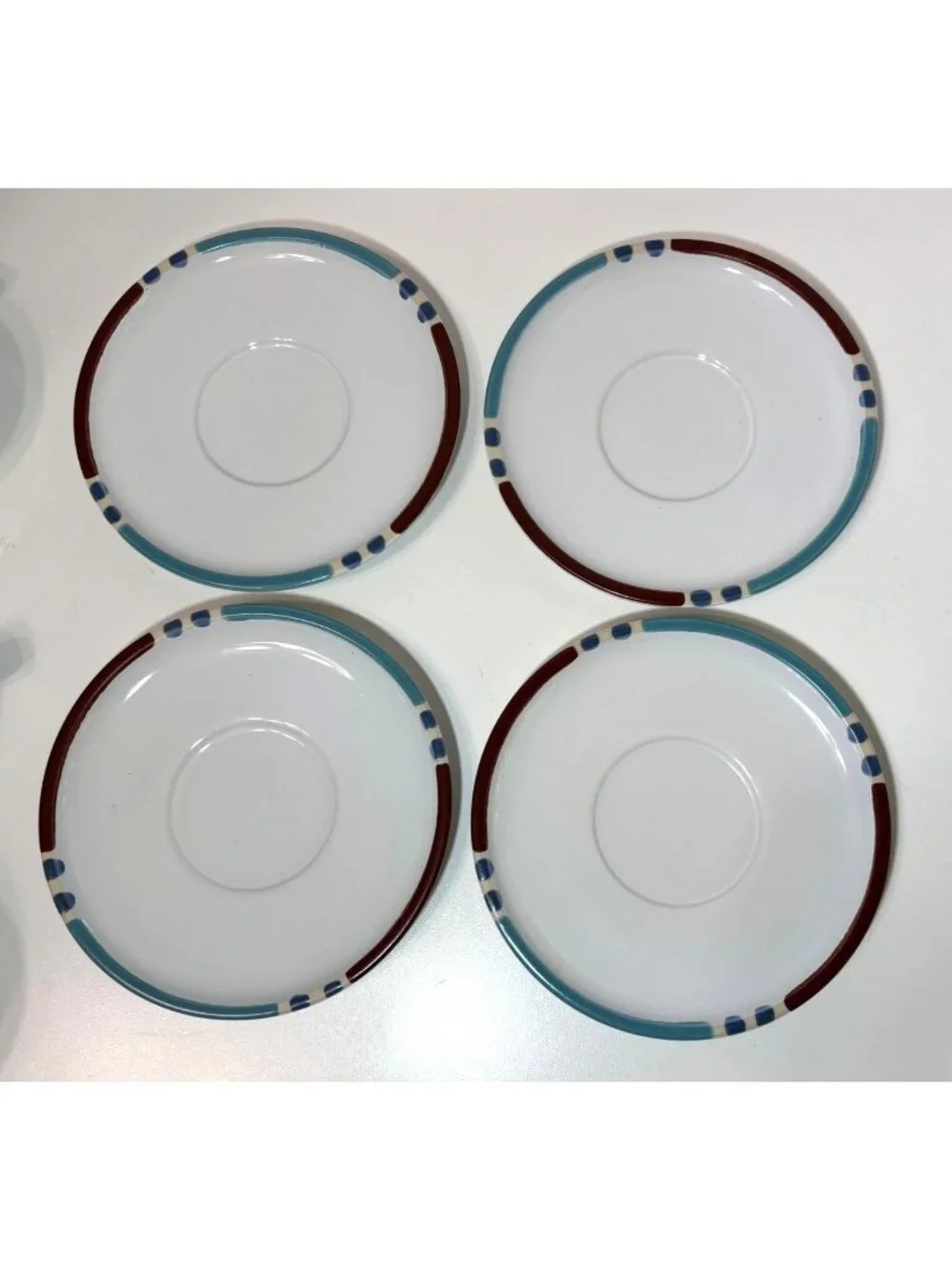 Dansk Mesa White Sand Japan Set of 4 Coffee Tea Cups & Saucers - Picture 7 of 7